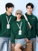 工作服運動衫訂製印花標誌秋冬翻領長袖倒班服、公司員工服、團體服