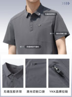 快乾t卹工裝褲訂製印花標誌男士夏季公司4s店工裝褲馬球衫翻領短袖：圖片 3