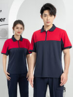 工裝男式訂製印花標誌拼色翻領t卹短袖汽車維修車間工廠制服汽車4s店工裝：圖片 5